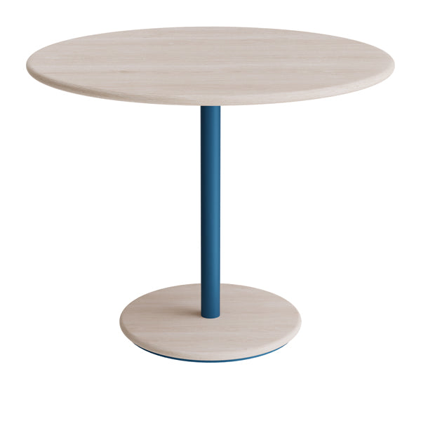 Bord Donut, Ø900 mm, højde 720 mm, hvidpigm. ask på azurblåt understel – image 1