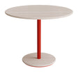 Bord Donut, Ø900 mm, højde 720 mm, hvidpigmenteret ask på rødt understel