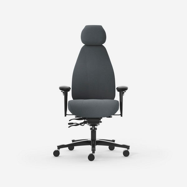 Kontorstol Malmstolen Classic 4000 Høj ryg, Grå med armlæn og nakkestøtte – image 4