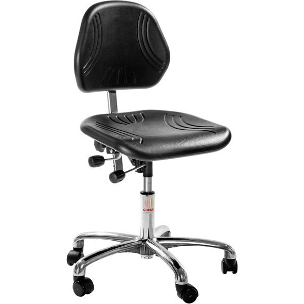 Industristol Comfort ESD, PU-sæde, lav med hjul – image 2