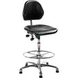 Industristol Comfort ESD, PU-sæde, høj med glidesko, fodring – image 1