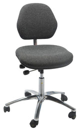 Industristol Aktiv ESD, grå stof, lav med hjul – image 2