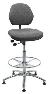 Industristol Aktiv ESD, grå stof, høj, med glidesko, fodring – image 2