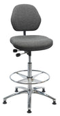 Industristol Aktiv ESD, grå stof, høj, med glidesko, fodring – image 1