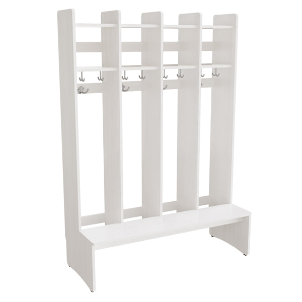 Garderobeindretning Eira Light, gulvmodel 4 pladser, 280 mm rumbredde, hvidpigmenteret krydsfinér – image 1