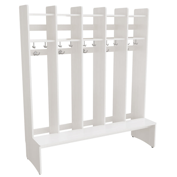 Garderobeindretning Eira Light, gulvmodel 5 pladser, 220 mm rumbredde, hvidpigmenteret krydsfinér – image 2