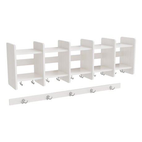 Garderobeindretning Eira Light, overhylde 5 pladser, 280 mm rumbredde, hvidpigmenteret krydsfinér – image 1