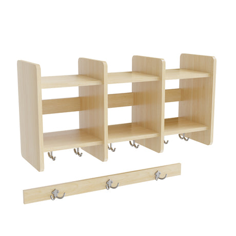 Garderobeindretning Eira Light, overhylde 3 pladser, 220 mm rumbredde, naturfarvet krydsfinér – image 1