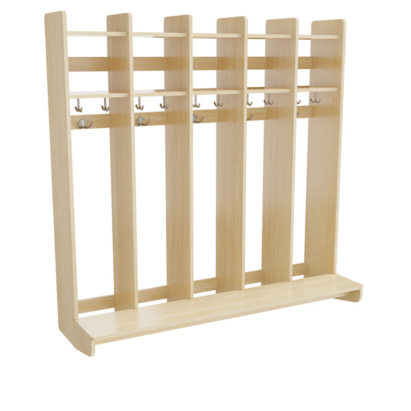 Garderobeindretning Eira Light, vægmodel 5 pladser, naturfarvet krydsfinér, rumbredde 280 mm – image 1