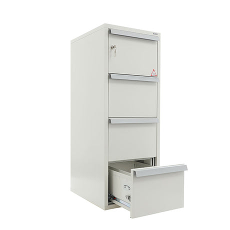 Brandsikkert arkivskab med 4 skuffer til A4 og folio format