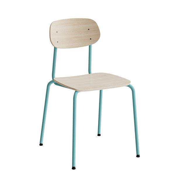 Stol Atlas 2111, hvidpigmenteret egelaminat, turkis stel
