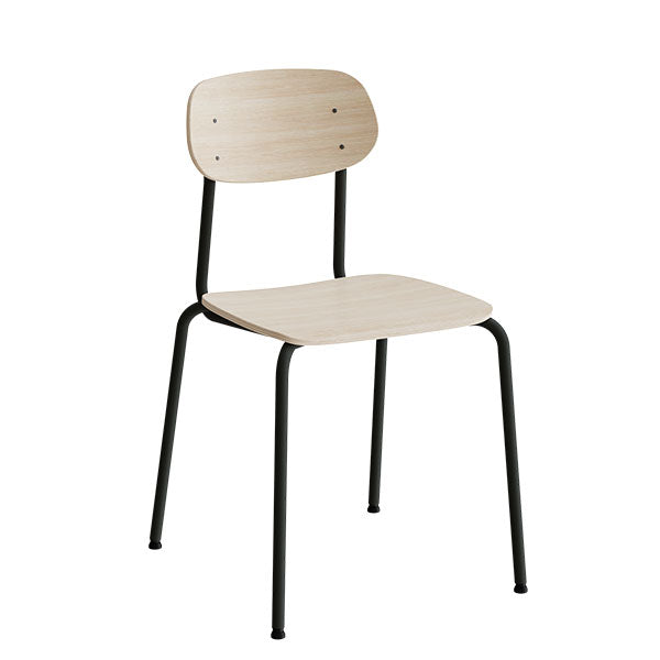 Stol Atlas 2111, hvidpigmenteret egelaminat, sortoliven stel – image 1