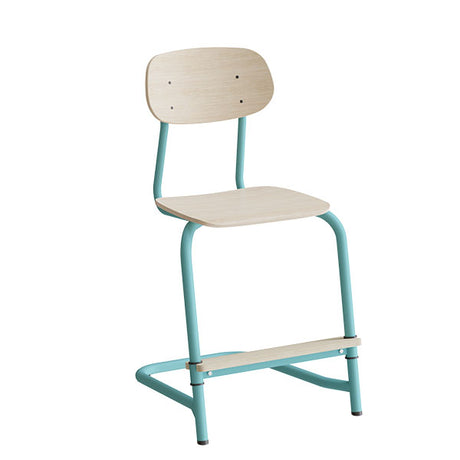 Stol Atlas, fritsving 2114, hvidpigmenteret egelaminat, turkis stel