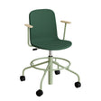 Stol ADD 5903, Fodkryds, hjul og armlæn, Helbetrukket grønt tekstil, Grønt stel