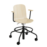 Stol ADD 5903, Fodkryds, hjul og armlæn, Birk laminat, Sort stel