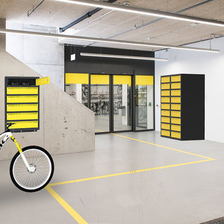 Opladningsskabe cykelbatterier B550 9 rum, vægmodel, grå – image 5