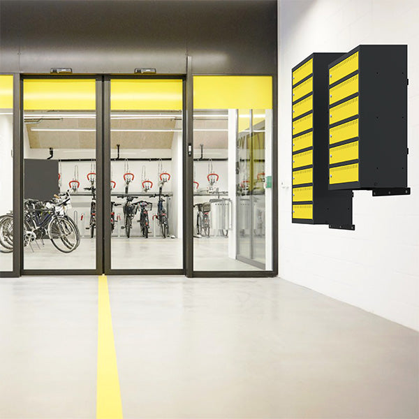 Opladningsskabe cykelbatterier B550 6 rum, vægmodel, grå – image 1