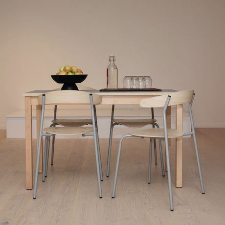 Stol Olle, birk laminat med alugråt stel – image 1