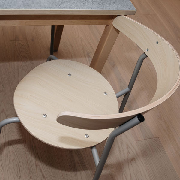 Stol Olle, birk laminat med alugråt stel – image 2