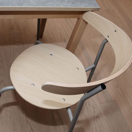 Stol Olle, birk laminat med alugråt stel – image 2