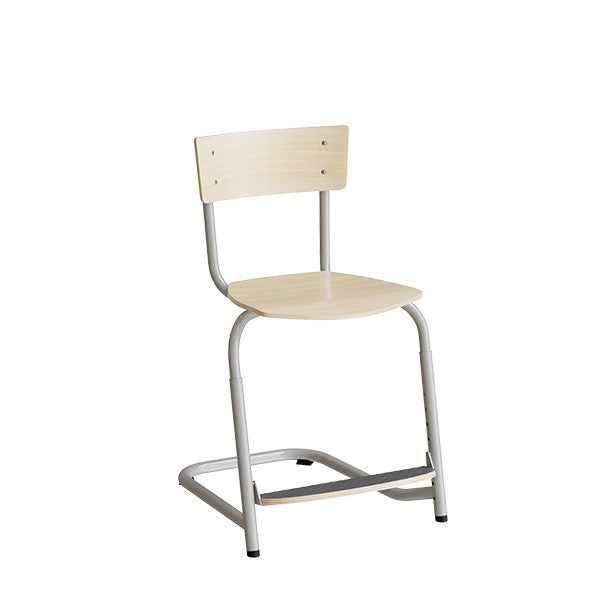 Tranås Skolmöbler Stol Strong 274 justerbar, Birk laminat, Alugråt stel – Skolestole