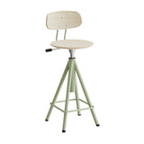 Taburet Atlas 2119, med hvidpigmenteret egelaminat, grønt stel – image 1