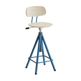 Taburet Atlas 2119, med hvidpigmenteret egelaminat, azurblå stel – image 2