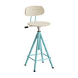 Taburet Atlas 2119, med hvidpigmenteret egelaminat, turkis stel – image 1