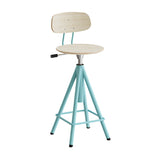 Taburet Atlas 2119, med hvidpigmenteret egelaminat, turkis stel – image 1