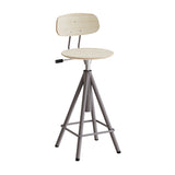 Taburet Atlas 2119, med hvidpigmenteret egelaminat, gråt stel – image 2