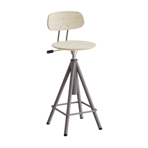 Taburet Atlas 2119, med hvidpigmenteret egelaminat, gråt stel – image 1