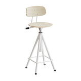 Taburet Atlas 2119, med hvidpigmenteret egelaminat, hvidt stel – image 1