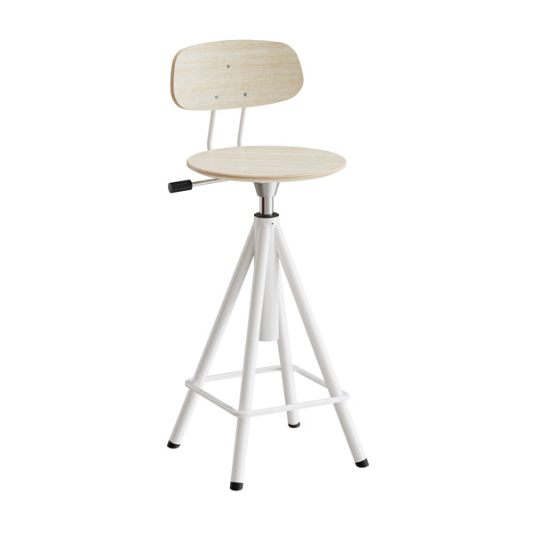 Taburet Atlas 2119, med hvidpigmenteret egelaminat, hvidt stel – image 1