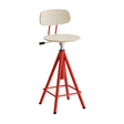 Taburet Atlas 2119, med hvidpigmenteret egelaminat, rødt stel – image 1