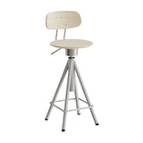 Taburet Atlas 2119, med hvidpigmenteret egelaminat, alugråt stel – image 1