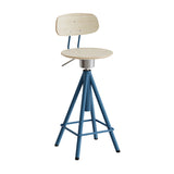 Taburet Atlas 2119, med hvidpigmenteret egelaminat, blåt stel – image 1