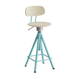 Taburet Atlas 2119, med hvidpigmenteret egelaminat, turkis stel – image 2