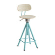 Taburet Atlas 2119, med hvidpigmenteret egelaminat, turkis stel – image 1