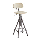 Taburet Atlas 2119, med hvidpigmenteret egelaminat, gråt stel – image 2