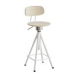 Taburet Atlas 2119, med hvidpigmenteret egelaminat, hvidt stel – image 1