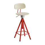 Taburet Atlas 2119, med hvidpigmenteret egelaminat, rødt stel – image 2