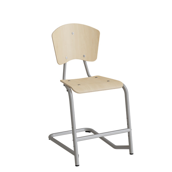 Form o Miljö Stol Fyran 3751, Birk finér, alugrå ben – Skolestole