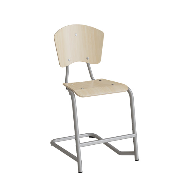 Form o Miljö Stol Fyran 3751, Birk laminat, alugrå ben – Skolestole