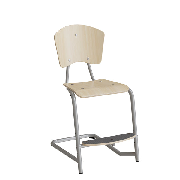 Form o Miljö Stol Fyran 3751, Birk laminat, alugrå ben – Skolestole