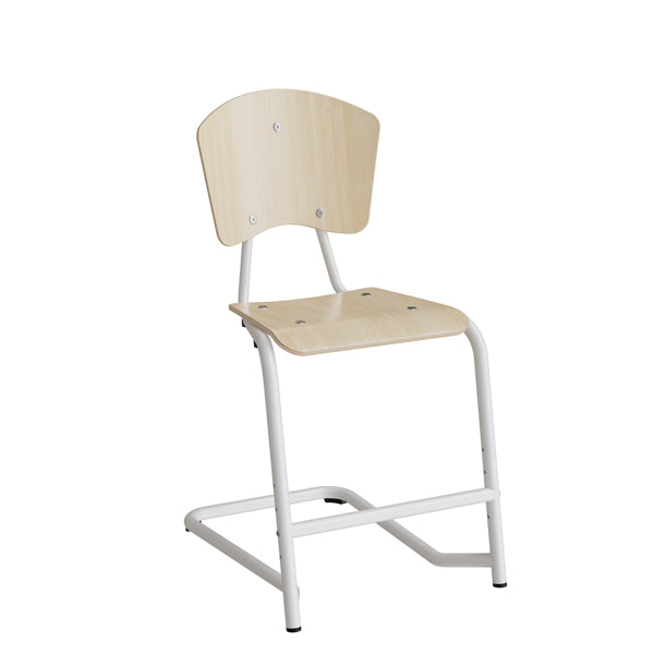 Form o Miljö Stol Fyran 3751, Birk laminat, hvide ben – Skolestole