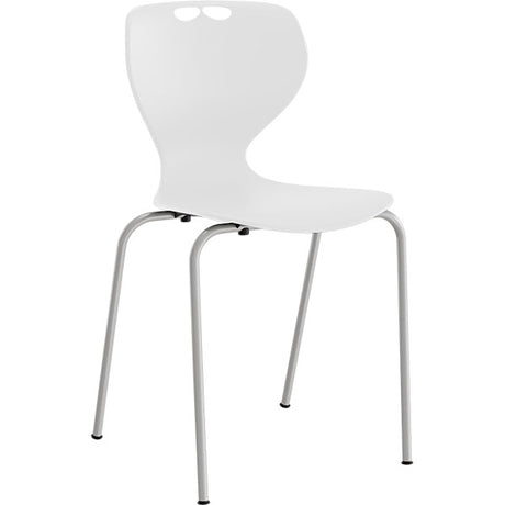 Stol Tarris, hvidt sæde med alugråt stel