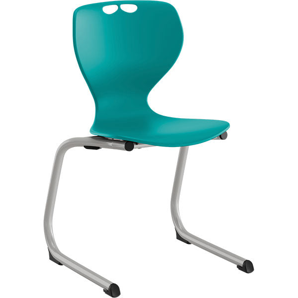 Stol Tarris Junior, turkis sæde med alugråt C-stel – image 2