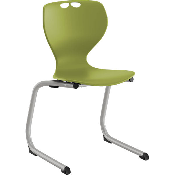 Stol Tarris Junior, oliven sæde med alugråt C-stel – image 1