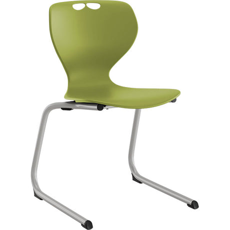 Stol Tarris, oliven sæde med alugråt C-stel