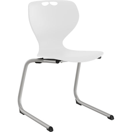 Stol Tarris, hvidt sæde med alugråt C-stel